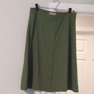 Everlane Olive GoWesve A-Line Button Skirt